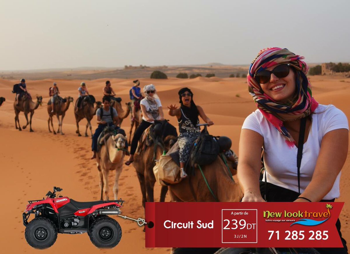 NewLookTravelTn's tweet photo. ☀ 📣  Top Promo Spéciale Vacance Scolaire Novembre 📣 ☀ 

 🌴 🐪🚘 Circuit Sud 3 Jours/2 Nuitées 💯 à SEULEMENT ❤️ 239 DT ❤️ 🚘 🐪 🌴

🔝 Pour Info et réservation ↩️↩️
☎ 71 285 285 - https://t.co/uh1GCw75ek