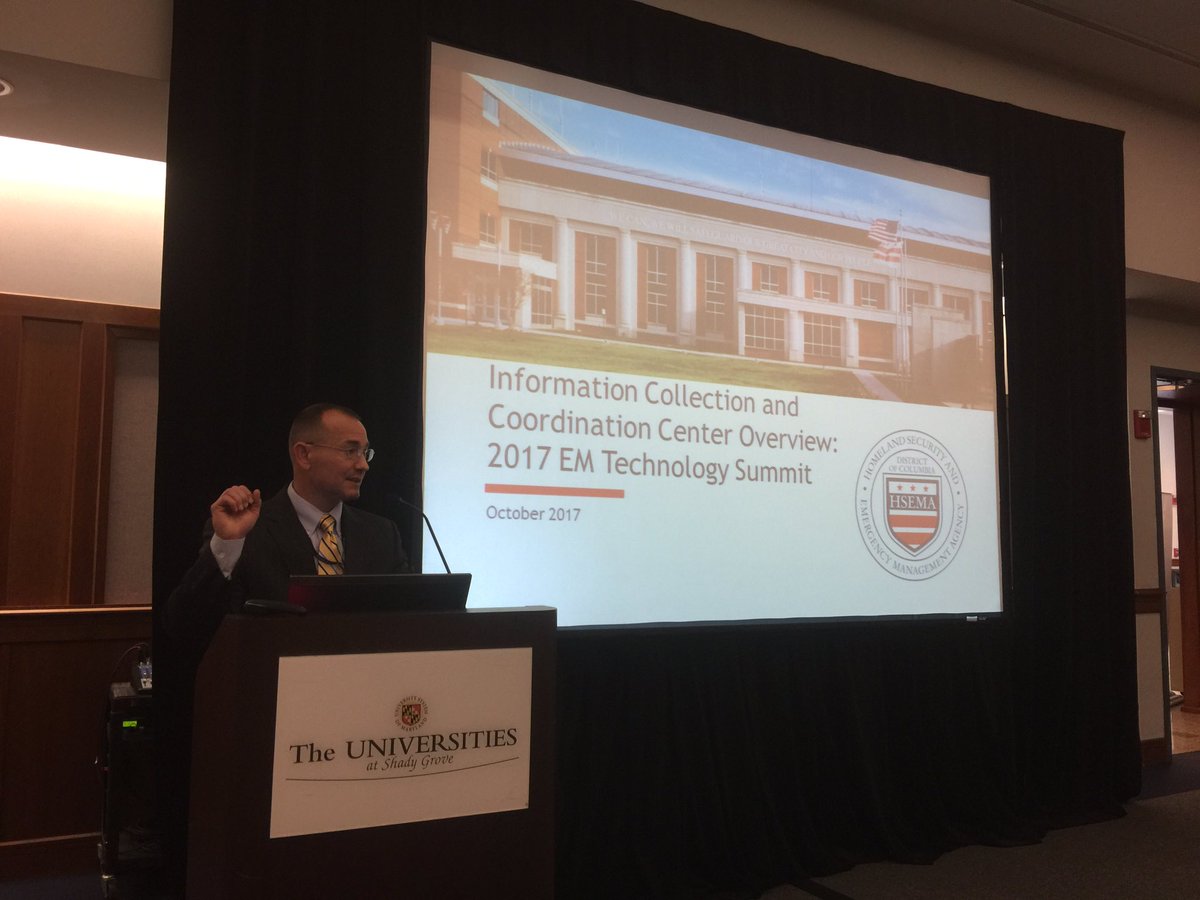 EMTECHSUMMIT's tweet photo. Andrew Worrell presents on NCR's Regional Incident Communication &amp; Coordination System (RICCS)...how it improves sit awareness #EMTECHSUMMIT https://t.co/kOnCch93uZ