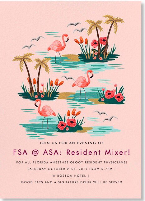 ClaudSotilloMD's tweet photo. Florida anesthesia residents! Step out of the Boston cold and warm up with fellow Floridians at the FSA @ ASA Resident Mixer!
@FSAresidents #ANES17 #FSA17 #Flamingos https://t.co/Jso6T5gskB
