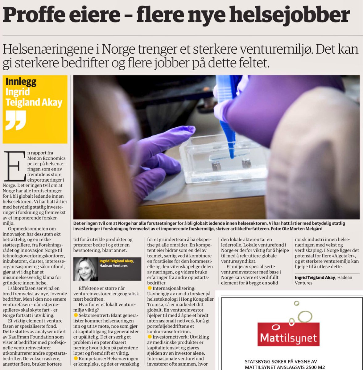 danielrasvidal's tweet photo. Endelig et rendyrket helseventurefond for et økosystem i fremmarsj! Kudos til @ArgentumPE for partnerskap med Hadean Ventures, mer slikt! https://t.co/bhH4Ou9CUf