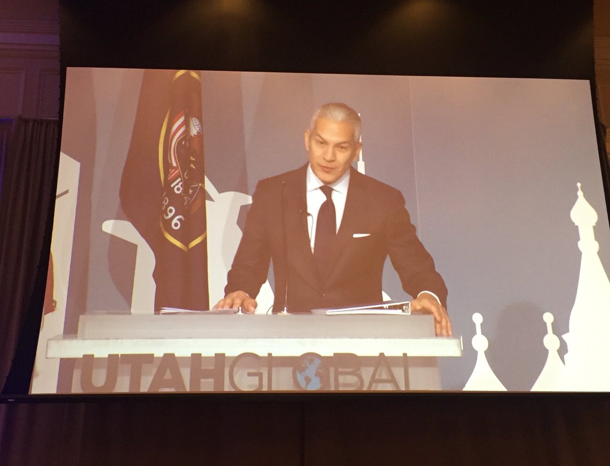 saltlakechamber's tweet photo. Javier Palomarez, president and CEO of @USHCC, begins his address at the #UGF2017. https://t.co/m2USot1bdY