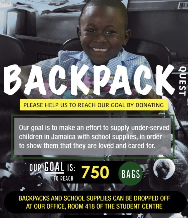 CUJAM876's tweet photo. Just a quick reminder that the Backpack Quest is in effect! CUJAM is collecting bags and school supplies to help provide 4 kids in Jamaica! https://t.co/mELz4ozOc6