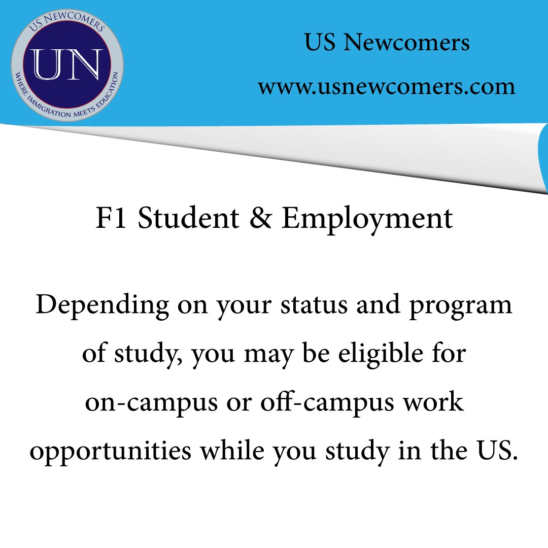 USNewcomers's tweet photo. Depending on your status and program of study, you may be eligible for on-campus or off-campus work opportunities while you study in the US. https://t.co/3jeGAR7yvU