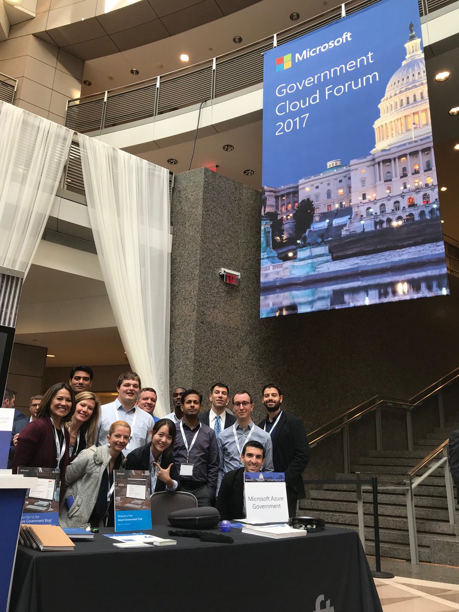 tinameek's tweet photo. #AzureGov team loved talking to customers & partners about endless possibilities & #GovCloud innovation at @Microsoft_Gov #GovCloud17 https://t.co/IC7hOA7HBW