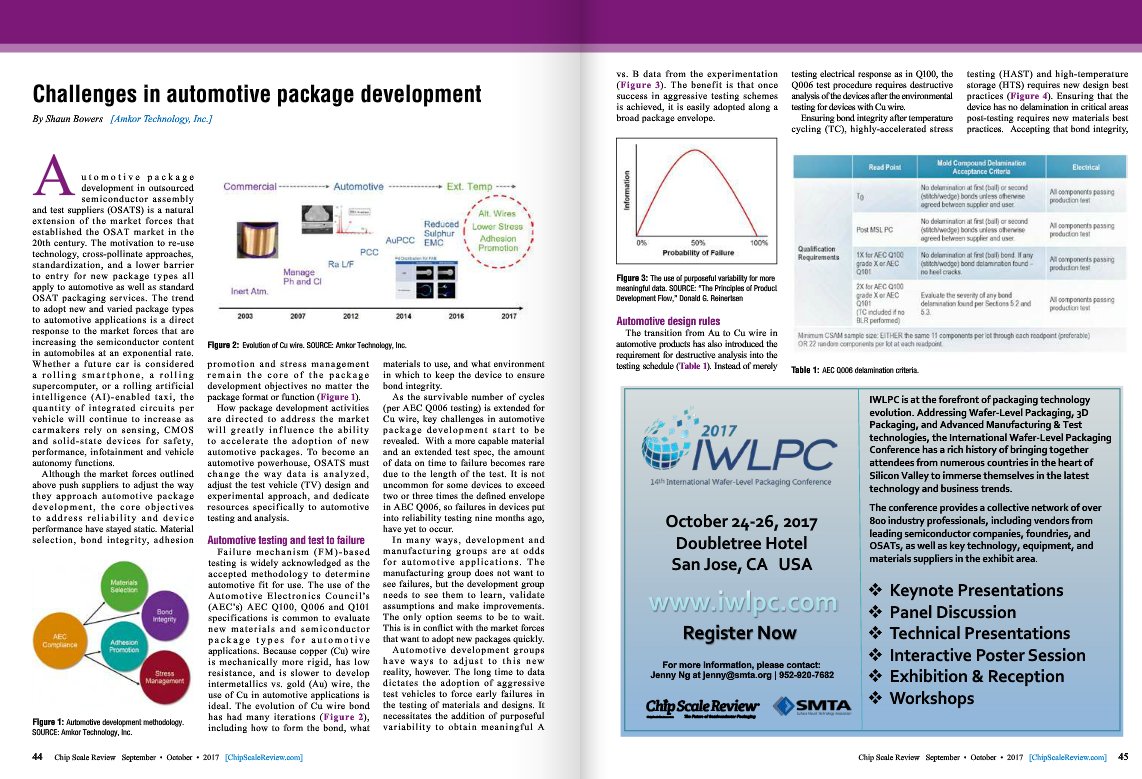 Amkor Technology On Twitter In The Latest Issue Of Chipscale Review Amkor S Shaun Bowers Discusses Challenges In Automotive Pkg Development Https T Co Chhmyg37by Https T Co Nllmnma8ze