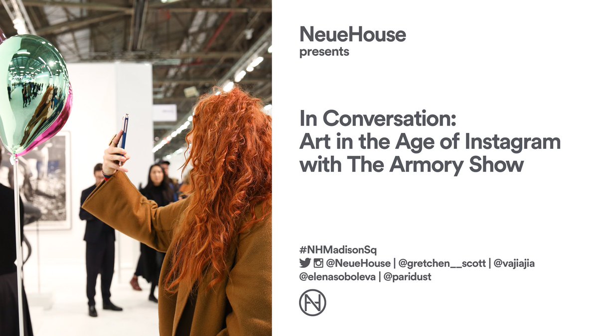 thearmoryshow's tweet photo. Join us tomorrow night for a conversation on art in the age of Instagram. https://t.co/OESrhleL2E