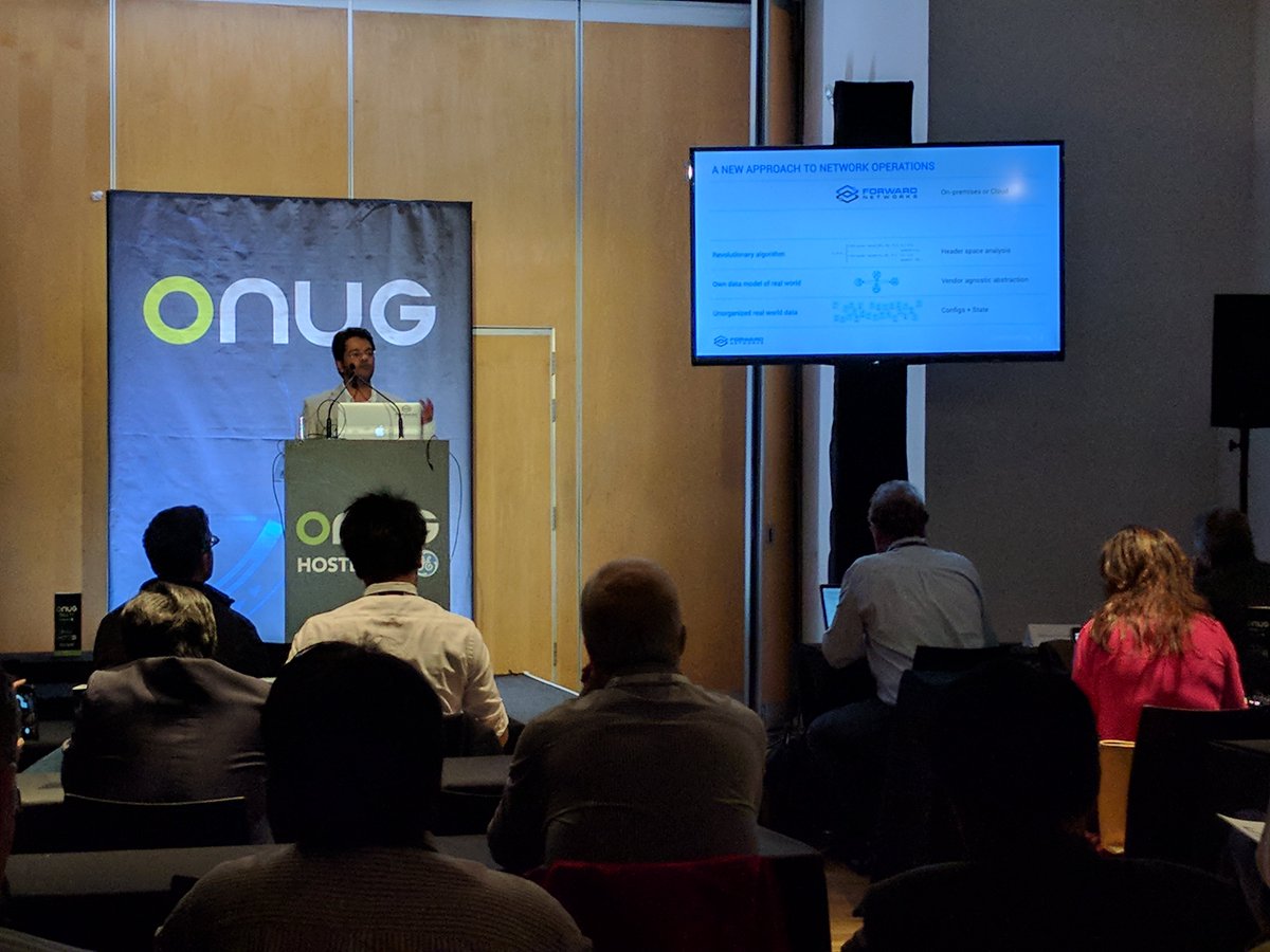 FwdNetworks's tweet photo. @FwdNetworks presenting at #ONUGFall17 now! Join our Co-Founder @nikhilhandigol to learn about @FwdNetworks innovation for network ops https://t.co/bksTpR1zw6