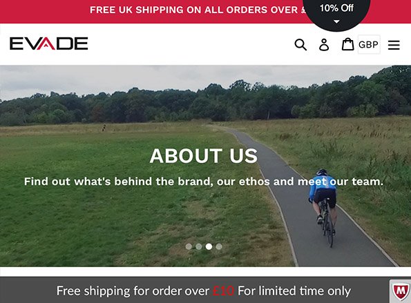 Evadesport's tweet photo. FREE Delivery and 10% off your order when you visit the Evade home page. Click the 10% off button on the home page.#evade #discount #cycling https://t.co/bm5dGXAGnE