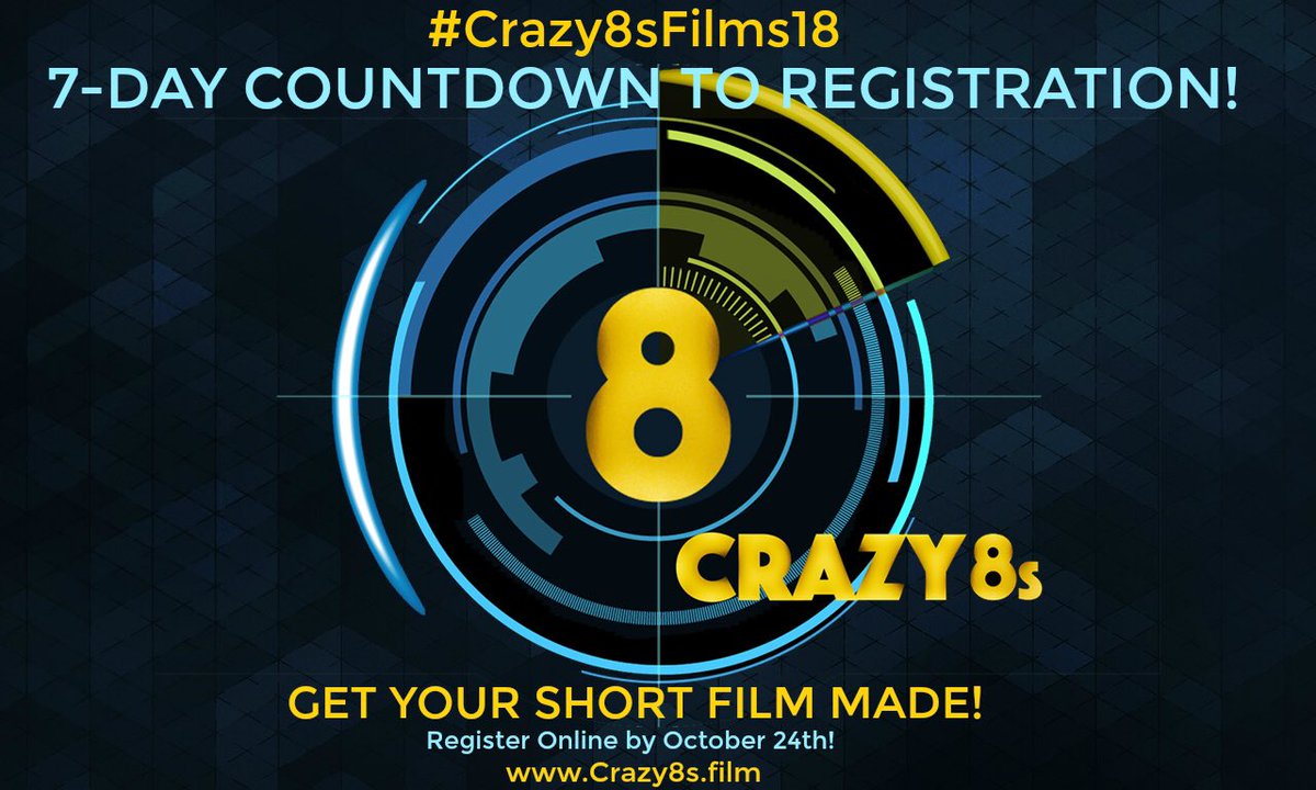 Crazy8sFilm's tweet photo. 🎱🎥⚡️Countdown to #Crazy8sFilms18 Registration Deadline! Plus this week's CRAZY NEWS! https://t.co/Ig2m9xnScV https://t.co/yO1TTVzayz