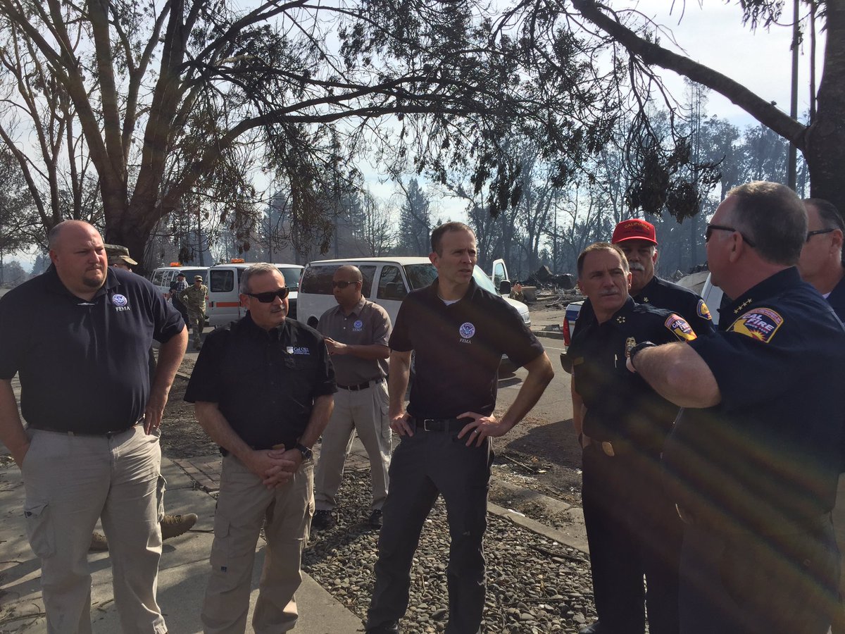 FEMA_Deanne's tweet photo. Viewing fire devastation in Santa Rosa, CA neighborhood w/ @Cal_OES @CAL_FIRE and @femaregion9 https://t.co/oOhGh6xXtV