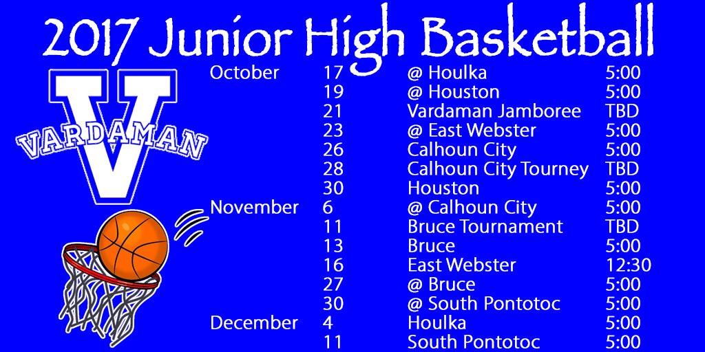 on Twitter "2017 Vardaman Junior High School Basketball Schedule RamPride…