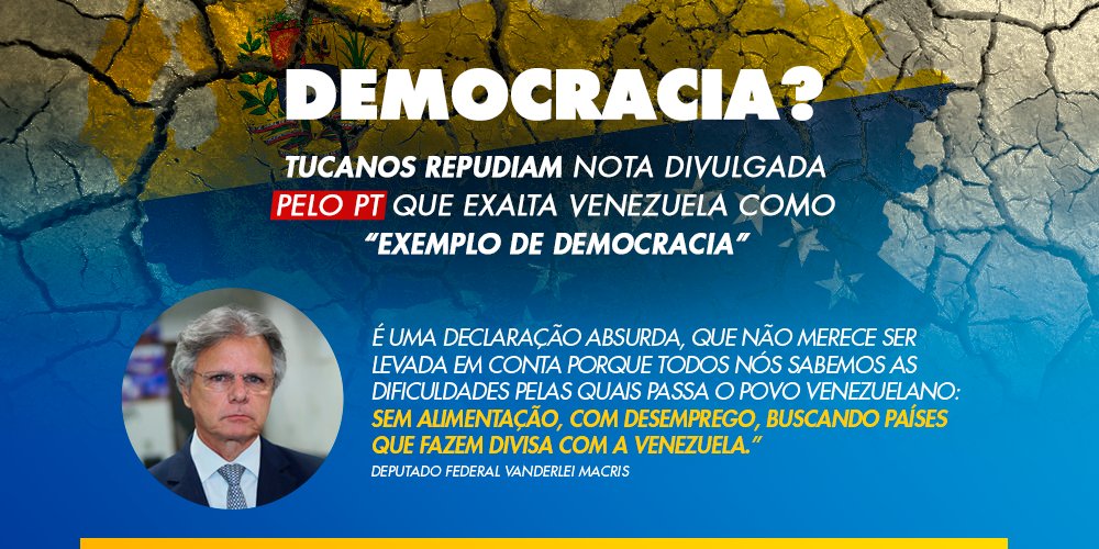 Tucanos repudiam nota divulgada pelo PT que exalta Venezuela como “exemplo de democracia”: psdb.vc/3M1xn
