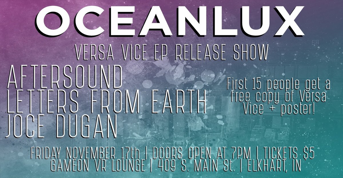 OceanluxBand's tweet photo. Come hangout November 17th at the GameOn VR Lounge for our EP release show! Doors open at 7pm, first 15 get a free CD &amp; poster 👍🏼 https://t.co/KNQpHJpYb7