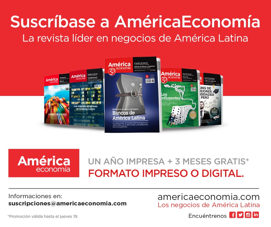 multilatinas's tweet photo. Recibe los rankings más exclusivos del año en nuestras ediciones impresa y digital. Qué esperas? +info suscripciones@americaeconomia.com https://t.co/GtBRSJK5O8
