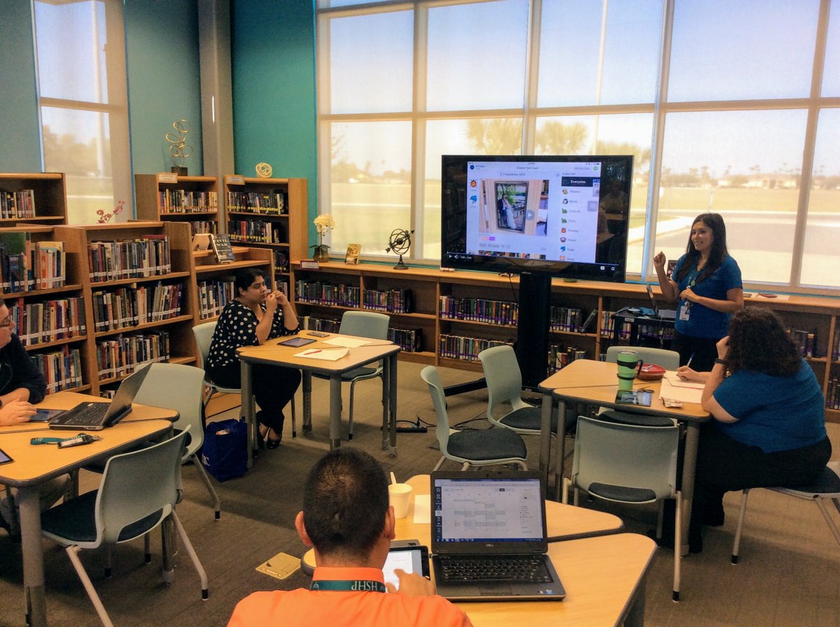 hshpilc's tweet photo. We had a great day learning about @Seesaw with our Science dept! We made video introductions and created classes! #HCISDEdTech #BooksandTech https://t.co/NfXmJ4Os71