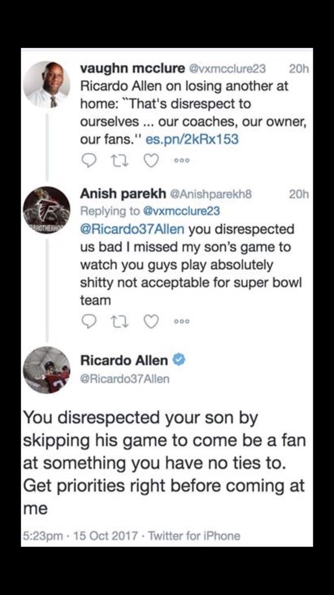AdamSchefter's tweet photo. Falcons’ safety Ricardo Allen with the Twitter takedown of the week: https://t.co/ehVl7jnODC
