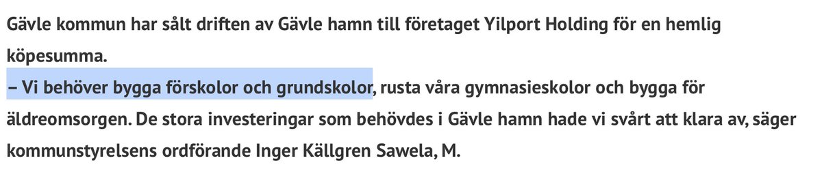 mikaelgrev's tweet photo. Kommun säljer viktig #säkpol-hamn för att få råd att bygga skolor i landet med bland världens högsta skatter.
#svpol
https://t.co/4EK4YKuPLx https://t.co/46KJ9SOv3B