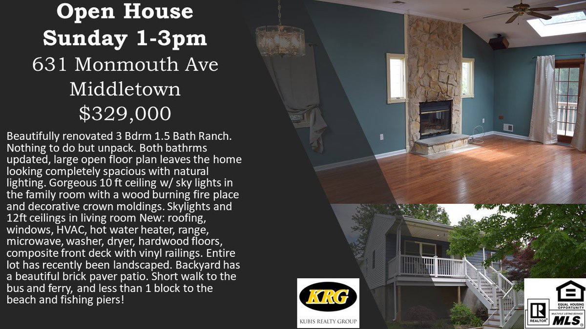 KubisRealty's tweet photo. Open House Sunday 1-3pm #Middletownnj #featurednjhomes #nj #njrealestate #monmouthcounty #njshore #jerseyshore #njhomes #njfun
#EXIT117 https://t.co/OlOtTPlp16