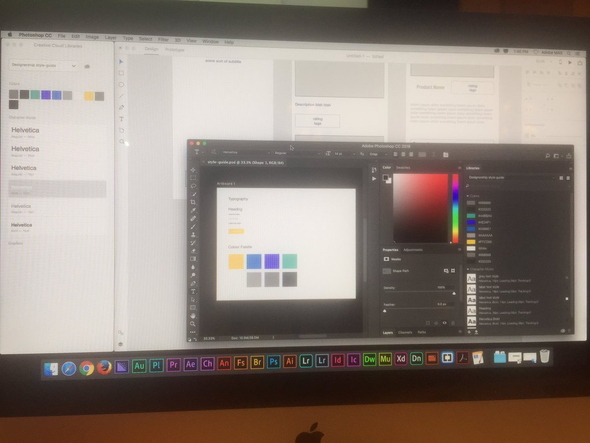 antibeigedesign's tweet photo. Ok wow, style libraries working across Adobe creative software, from photoshop to XD #lifesaver #timesaver #adobeMAX2017 #adobeUX #dpbUX https://t.co/NH4Ed1VJRW