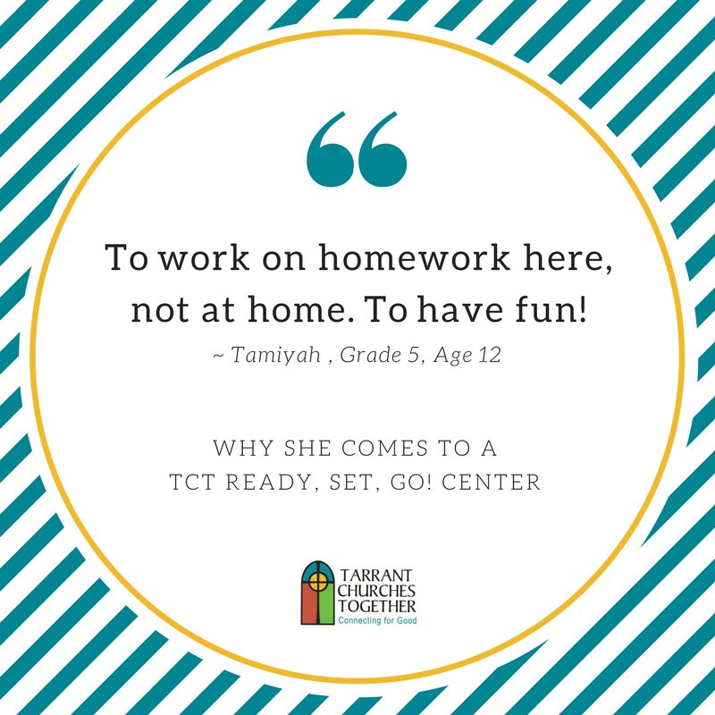 Why do you come to TCT’s Ready, Set, Go Center?
  #testimonialtuesday  #tarranttogether