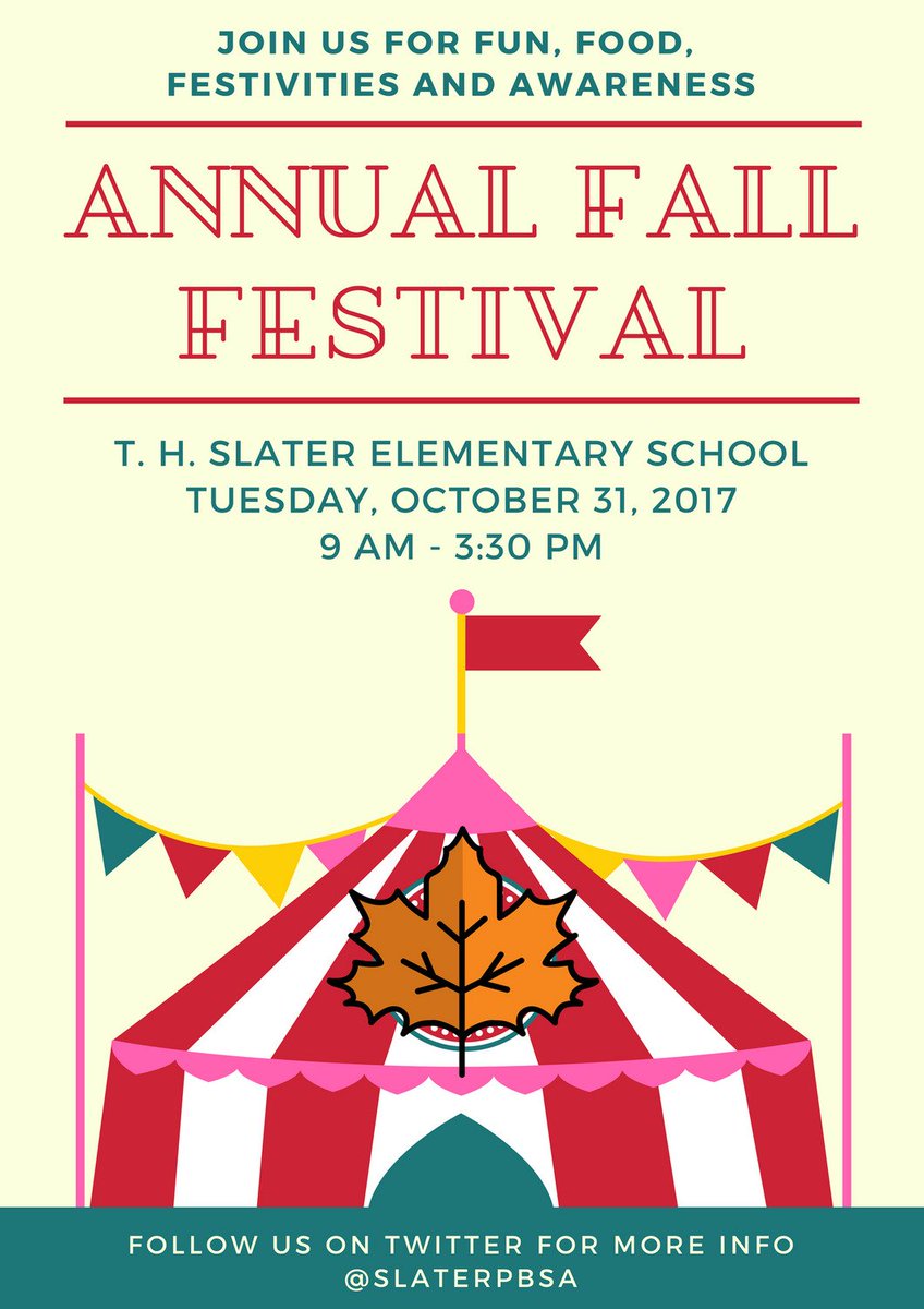 CostonMediaMMS's tweet photo. Come and join us @SlaterPBSA for Our Annual Family Fall Festival! #SlaterFallFest #SlaterRocks https://t.co/vYA8rCwis5