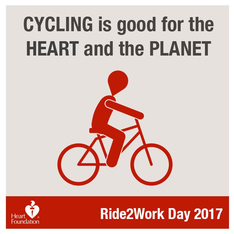 Regular physical activity makes you less likely to have a heart attack or develop heart disease! Start today and #Ride2Work