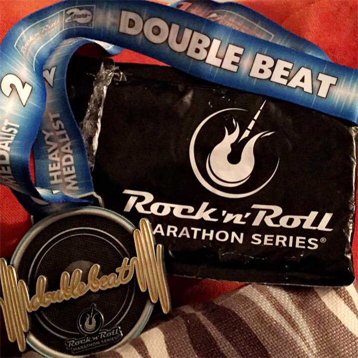 NotSoSugarTruth's tweet photo. My @RunRocknRoll #doublebeat #medal for doing both @RnRLiverpool and @RnRDublinHalf arrived today. Love it #HeavyMedalist https://t.co/mgu7Lkm4hx