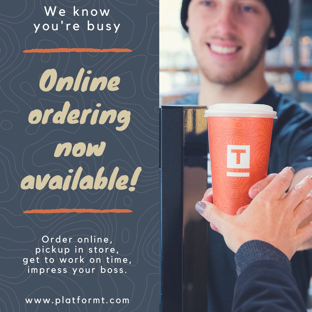 Platform_T_'s tweet photo. As we get into Fall, let’s get you to work on time. We are now open at 7 am and have online ordering available at both locations. https://t.co/PNvLyi3rC0