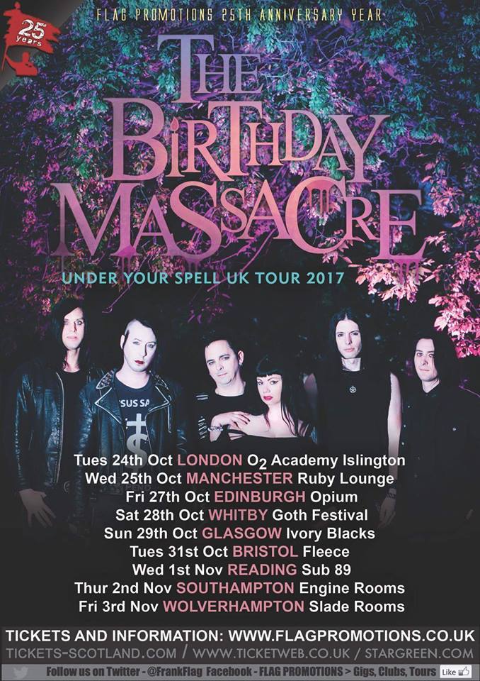 FlagPromoNews's tweet photo. #TheBirthdayMassacre are coming to the UK next week, have you got your tickets yet?

https://t.co/gy21v1XVmc …
@TBMassacre @Flagpromotions https://t.co/0Srobly7TX