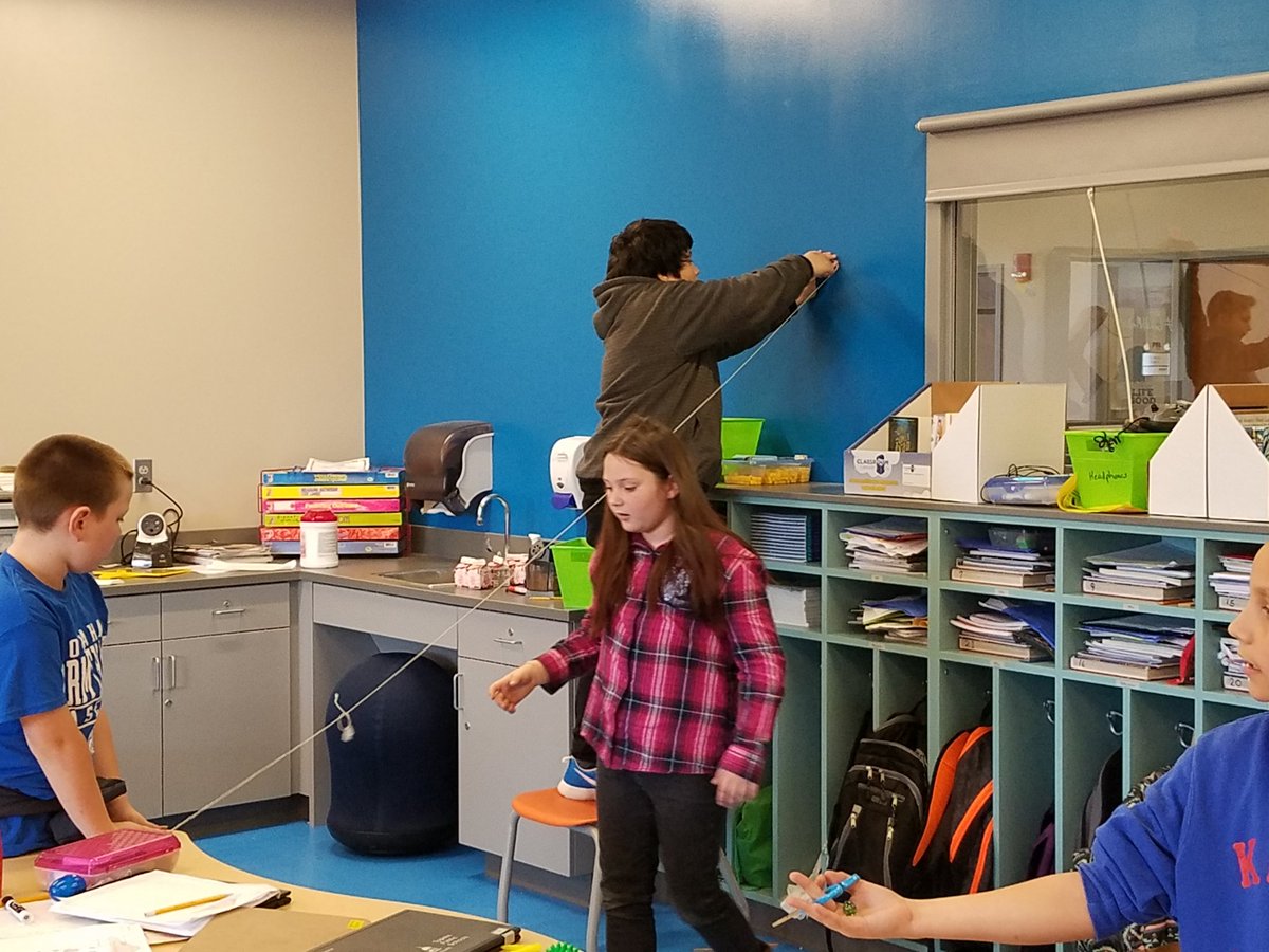 Creating ziplines!  This project was a big success for all groups.  They worked very well together.