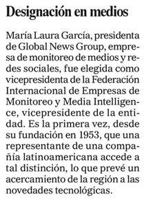 globalnewsgroup's tweet photo. [GlobalNews en los medios] Designación de @lauraglobalnews VP de la @_FIBEP #WMIC17 https://t.co/zFz9Nhqvpk