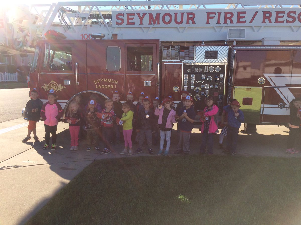 reddingschool's tweet photo. America's Safe Schools Week, Kindergarten students visit Seymour Fire Department. #ReddingRocks #HatsOff2Learning https://t.co/ov0mGdlW5t