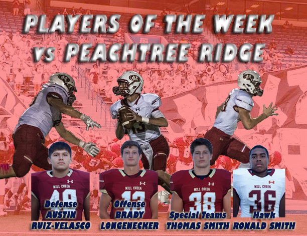 MCFootballCoach's tweet photo. Congratulations to the Players of the Week from the win over Peachtree Ridge https://t.co/iwsGnTbBe5