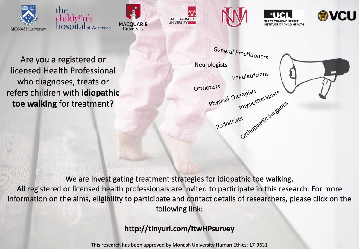 CyliePaedspod's tweet image. Given the questions I get, I know plenty of you see kids with idiopathic toe walking: 5 min survey, please RT! monashmnhs.qualtrics.com/jfe/form/SV_6M…