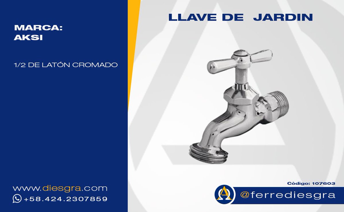 ferrediesgra's tweet photo. LLAVE DE JARDIN. Disponibilidad para despacho inmediato #diesgra #ferrediesgra #mayordeferreteria #jardineria #paisajismo #hogar #plantas https://t.co/WRBbx4W4RX