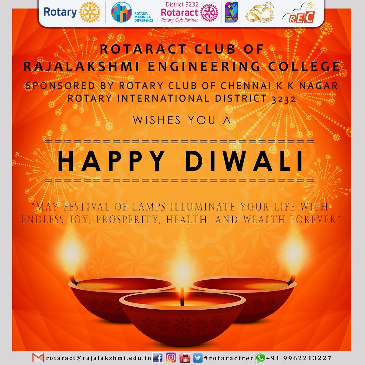 rotaractrec's tweet photo. Happy diwali
Regards,
Team RCREC https://t.co/sQi5KBoabI