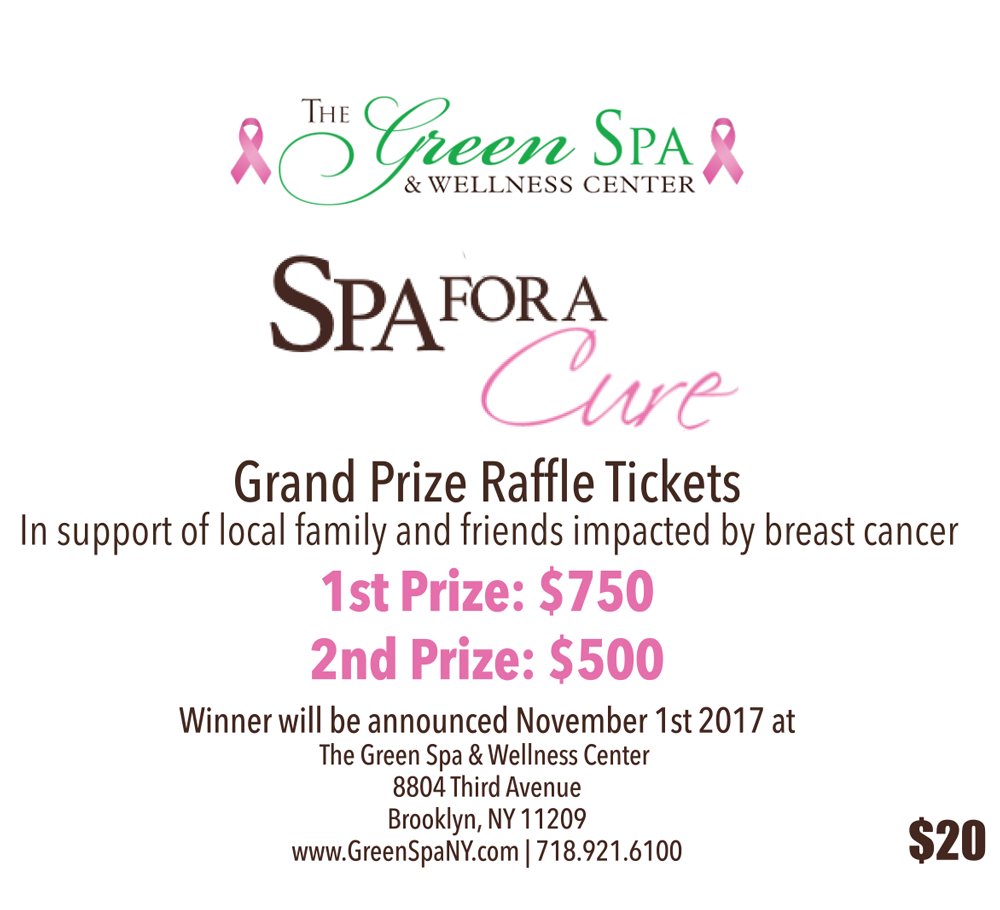 greenspany's tweet photo. Dont Forget to buy your #Raffle #tickets and #Support the #Fight ! #SpaForACure #GreenSpaCures #BayRidge #Brooklyn https://t.co/dsu3PRM7e3