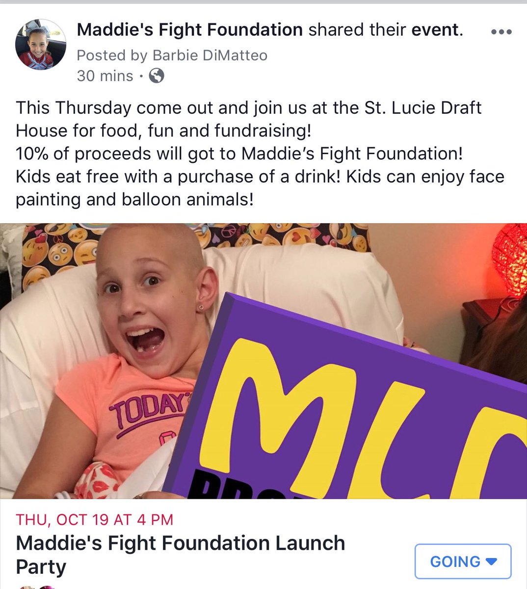 OfficialMFF06's tweet photo. This Thursday 4pm-9pm @stluciedraft If you can’t make it you can donate at https://t.co/G7ty1DmBtl #powerforacure #morethan4 #maddiesfight https://t.co/4pBzelwkKK