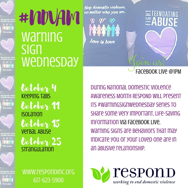 RespondInc's tweet photo. Join us on Facebook Live tomorrow at 1pm for #WarningSignWednesday. We'll address verbal abuse &ways to help. https://t.co/ubsZfXDofn https://t.co/bs9AqKAzI8