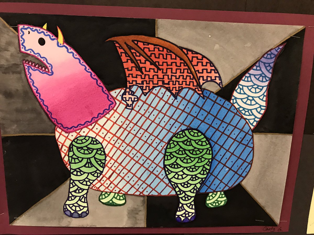 MrsMTroy's tweet photo. 7th grade art students created Alebrije Art, a type of Mexican folk art. Learning about different cultures through art! #scarsdaleMSpride https://t.co/UuJFLly8y8