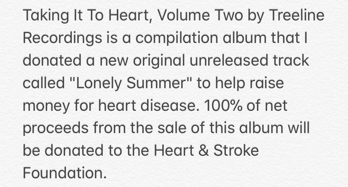 Listen to 'Lonely Summer' off of the benefit album Taking It To Heart, Volume Two + buy the compilation album HERE: treelinerecordings.bandcamp.com/track/lonely-s…