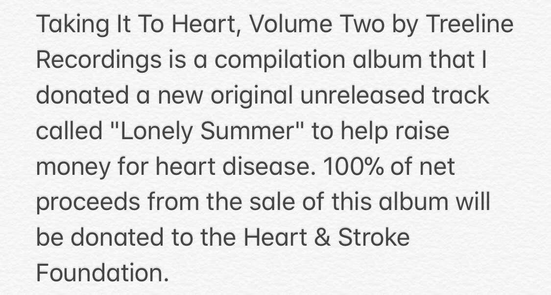 Listen to "Lonely Summer" off of the benefit album Taking It To Heart, Volume Two + buy the compilation album HERE: treelinerecordings.bandcamp.com/track/lonely-s…