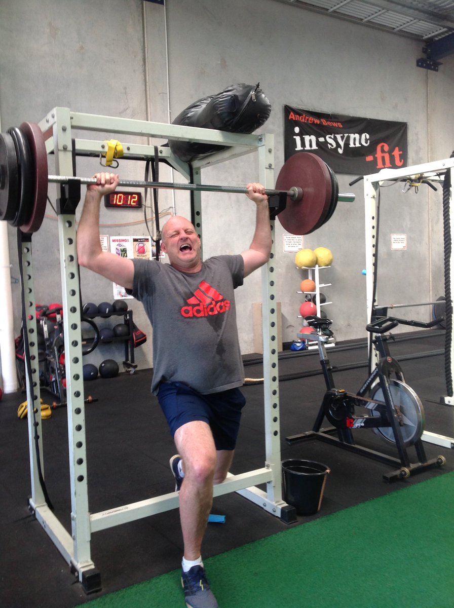jabews's tweet photo. Heating up at @insyncfit today. Billy on fire 🔥💪🏼🏋🏼#workout #getmoving #keepmoving #havacrack @abews27 @BuddyUpStyleFit https://t.co/Z1gXhqozRa