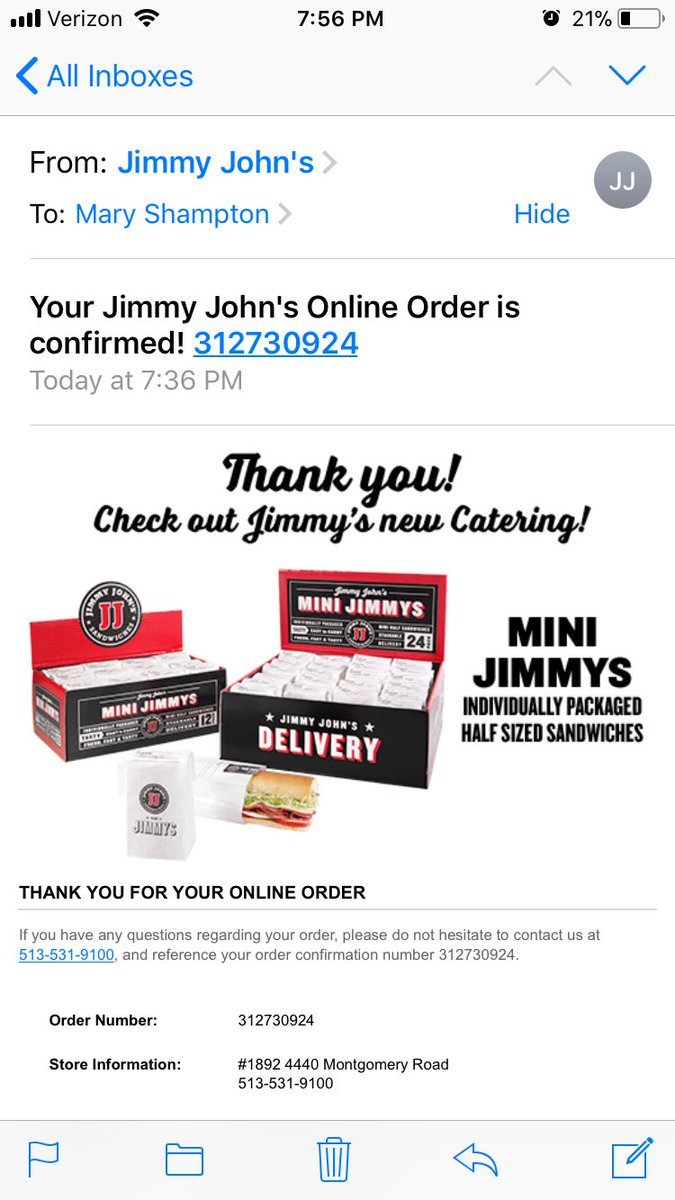 igotmaryd's tweet photo. been over 20 minutes since I ordered and still no @jimmyjohns #freakyfastmyass https://t.co/muPok3Zv3G