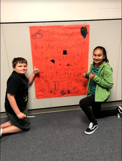 Our KC Club created posters to promote Hat Days at our school to help raise money for RELAY for Life. #prideinside1718 #mymisd #choosekind