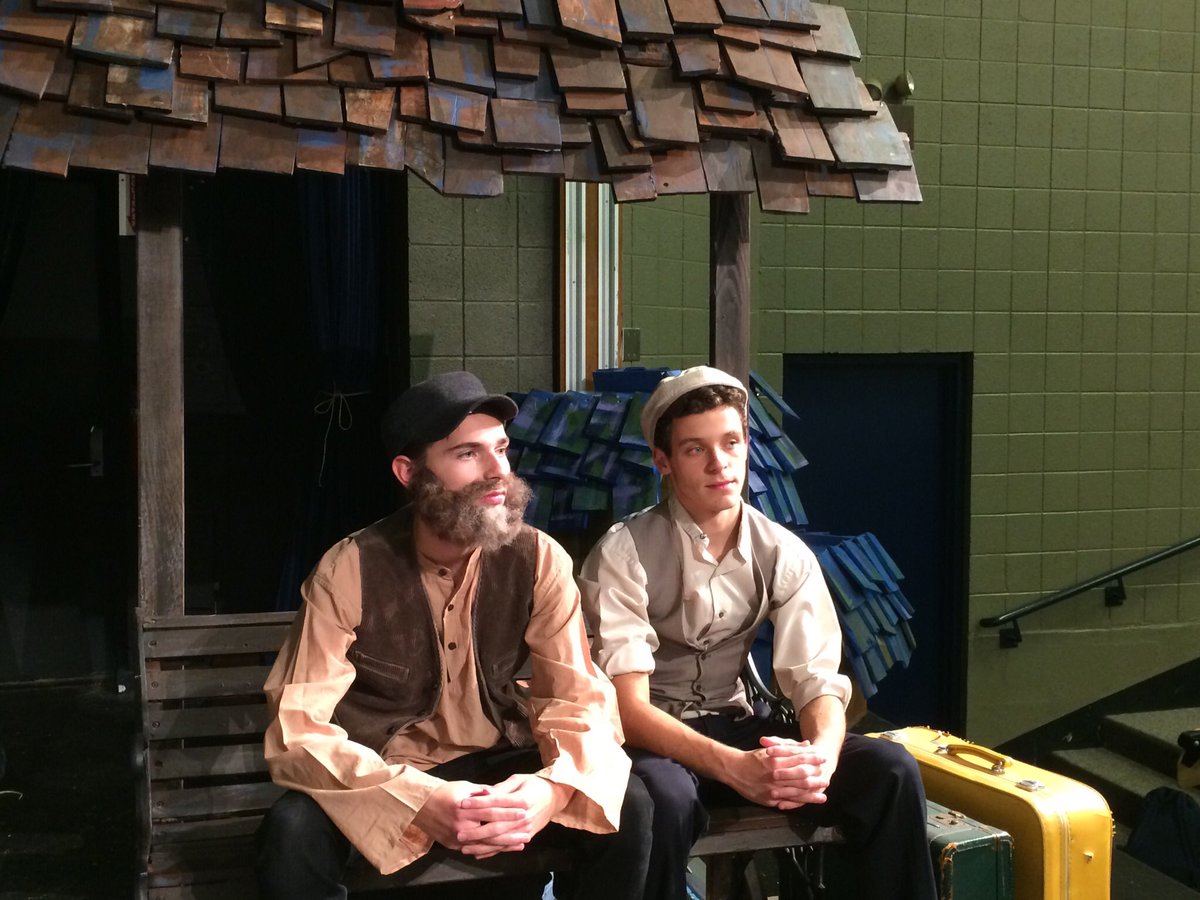conant_theatre's tweet photo. Tevye and Perchik are very excited for tech week day 1! https://t.co/0r1D9YTQ8H