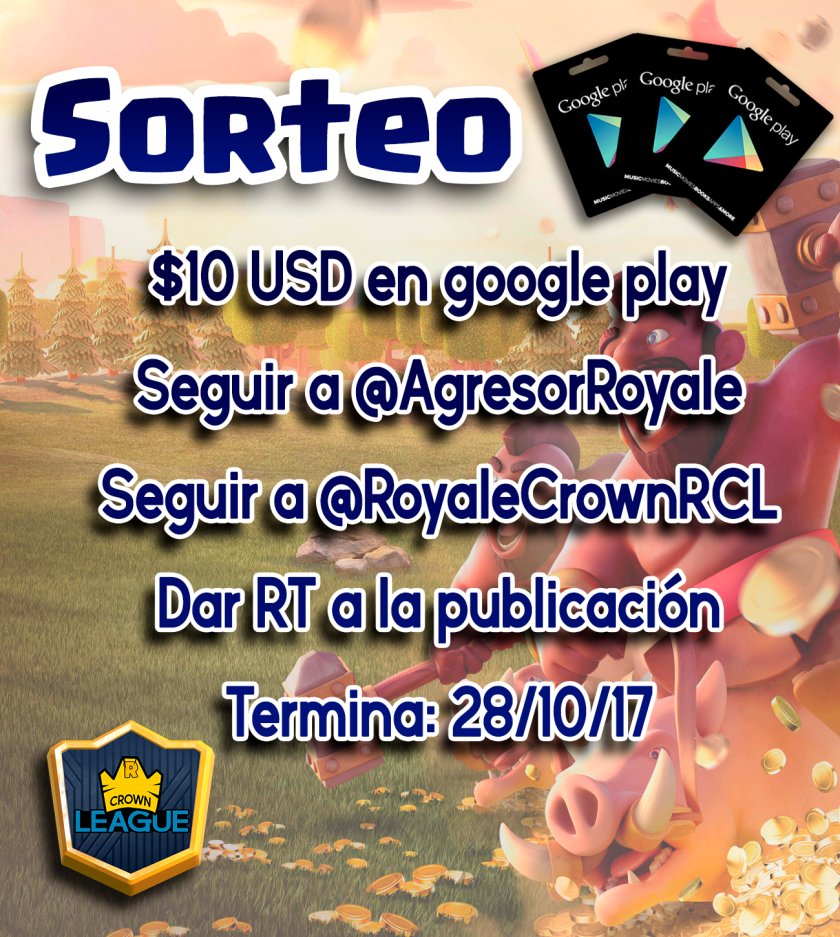 RoyaleCrownRCL's tweet photo. 📣SORTEO PARA CELEBRAR LA APERTURA DE LA LIGA!!
REQUISITOS
DAR RT🔁
SEGUIR: @AgresorRoyale 
SEGUIR: @RoyaleCrownRCL 

SUERTE A TODOS 🔝💪 https://t.co/D0wZ7wBbRE