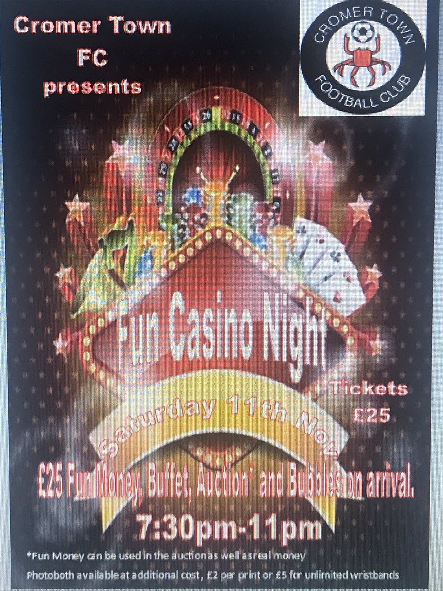 Fun Casino night. Sat 11th nov at Cabbell Park 7:30-11pm. Tickets £25