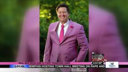 ABC24Memphis's tweet photo. LOCAL GOOD NEWS: First Tennessee Executive Takes Part In Real Men Wear Pink Campaign. https://t.co/flE54agJYu https://t.co/2tDMzwXoiJ