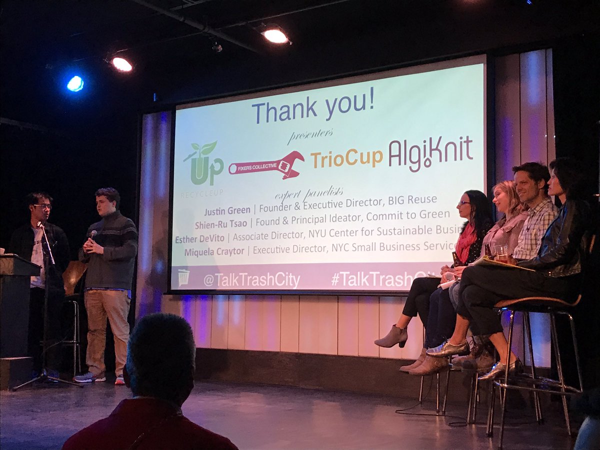 Recycle_Up's tweet photo. Tough competition! Fixers Collective, TrioCup, and AlgiKnit! https://t.co/aI7k2QYYcC